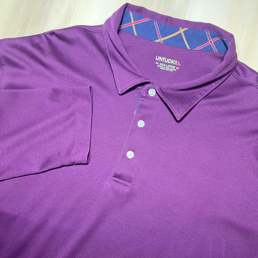 UNTUCKit Mens 3XL Damaschino Long Sleeve Polo Shirt Regular Fit Purple Cotton